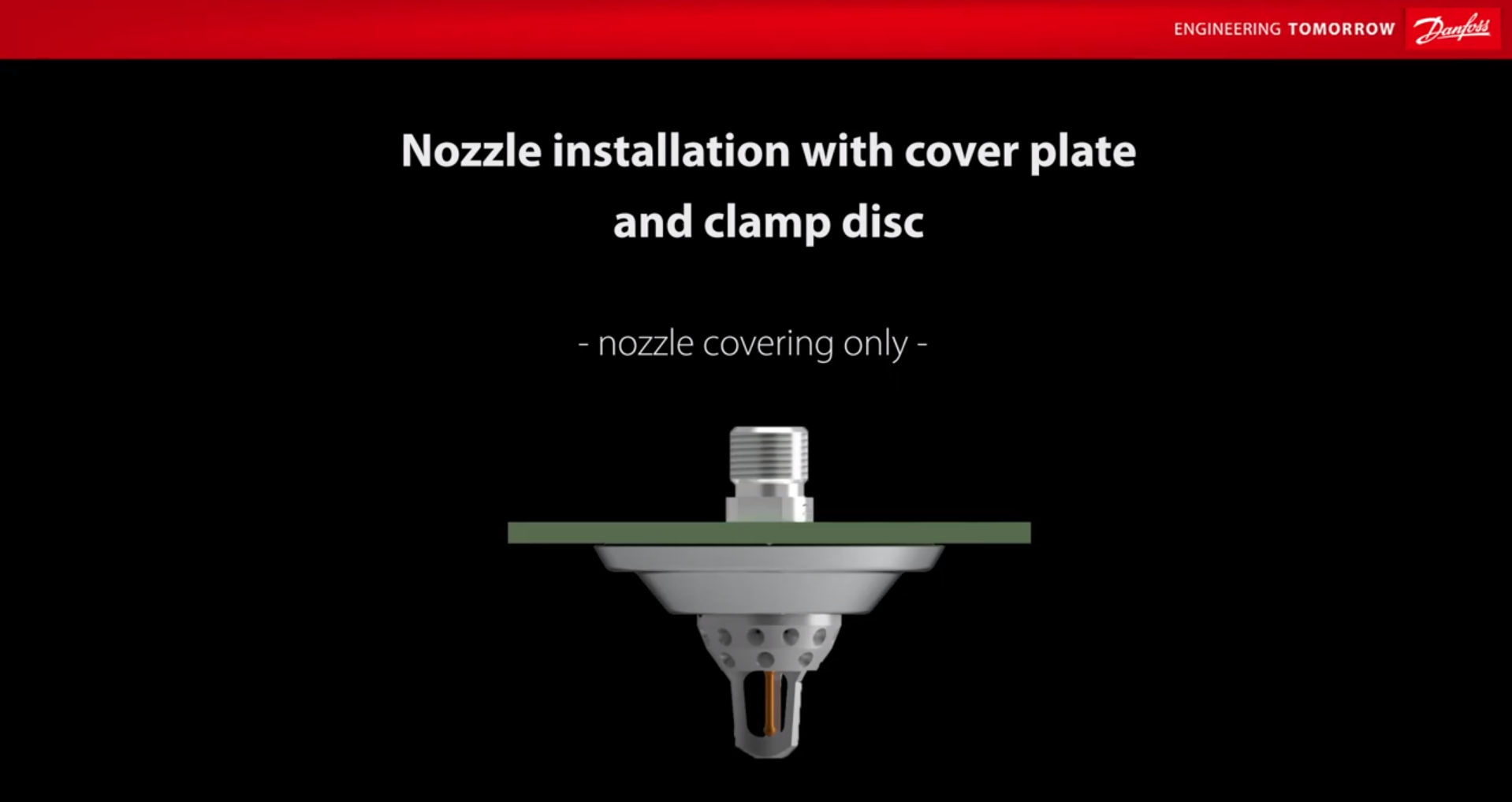 Danfoss Fire Safety | Nozzle installation with cover plate and clamp disc | 1