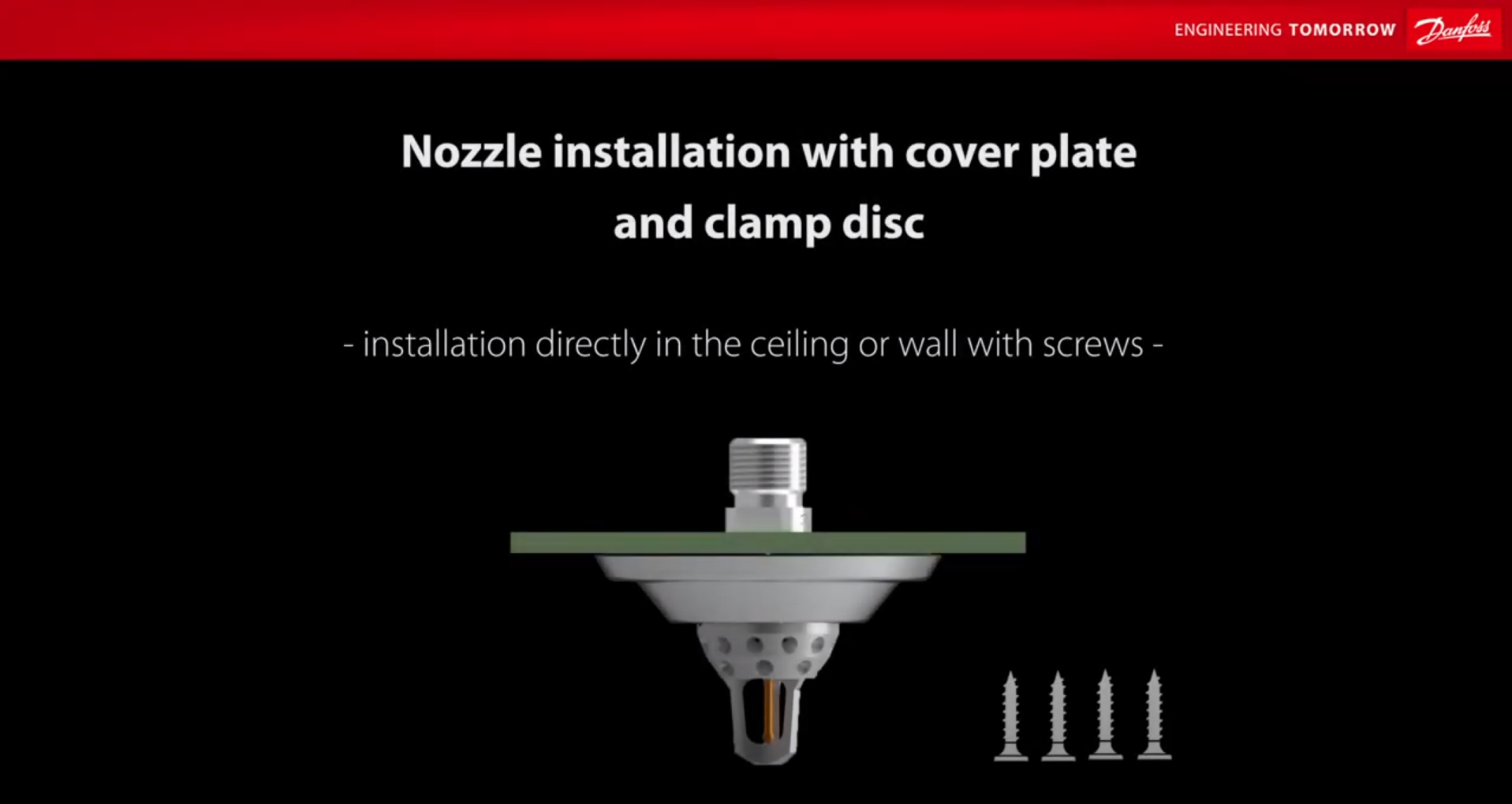 Danfoss Fire Safety | Nozzle installation with cover plate and clamp disc | 2