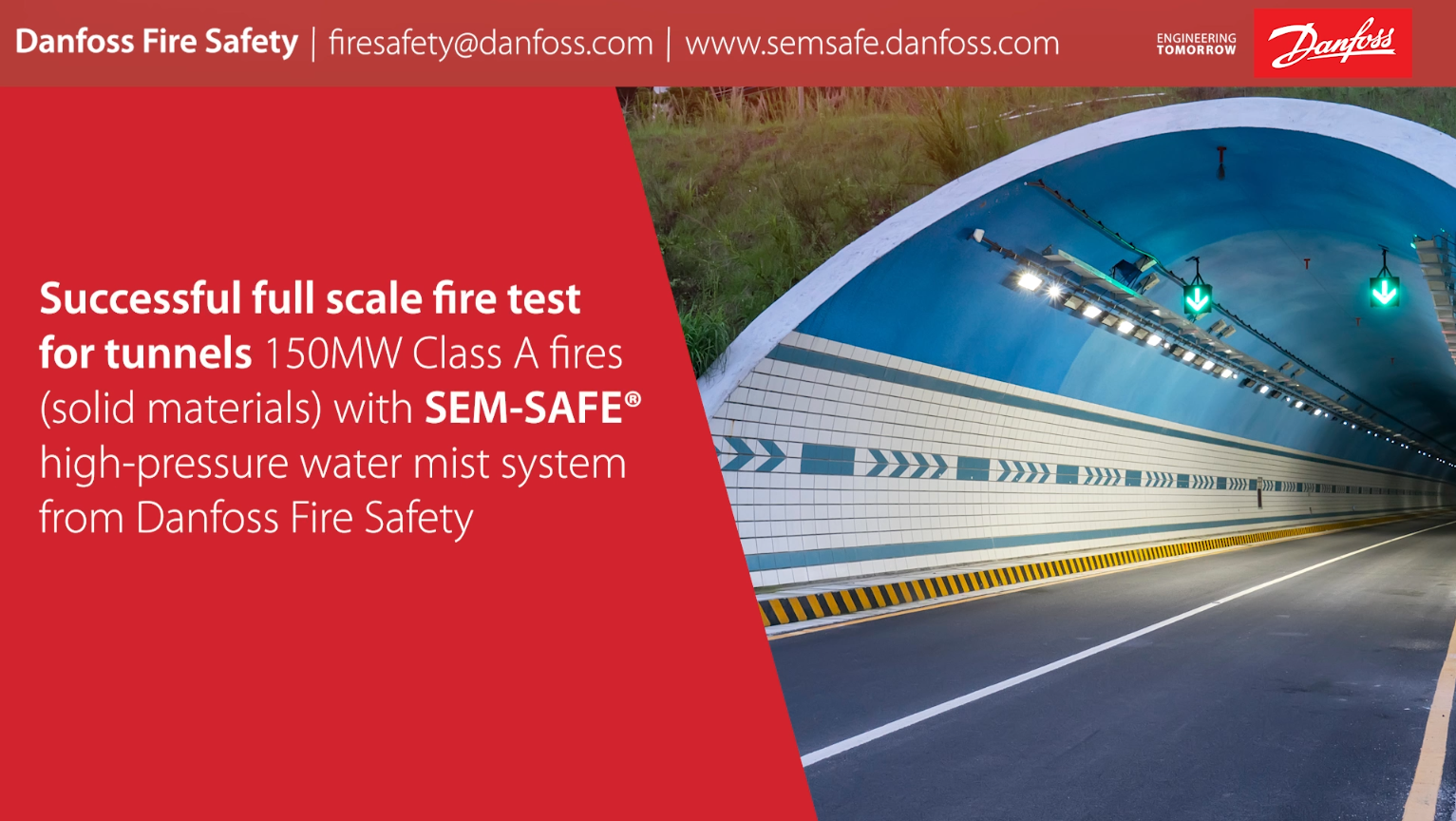 Tunnel fire test with SEM SAFE high-pressure water mist system_150MW CLASS A