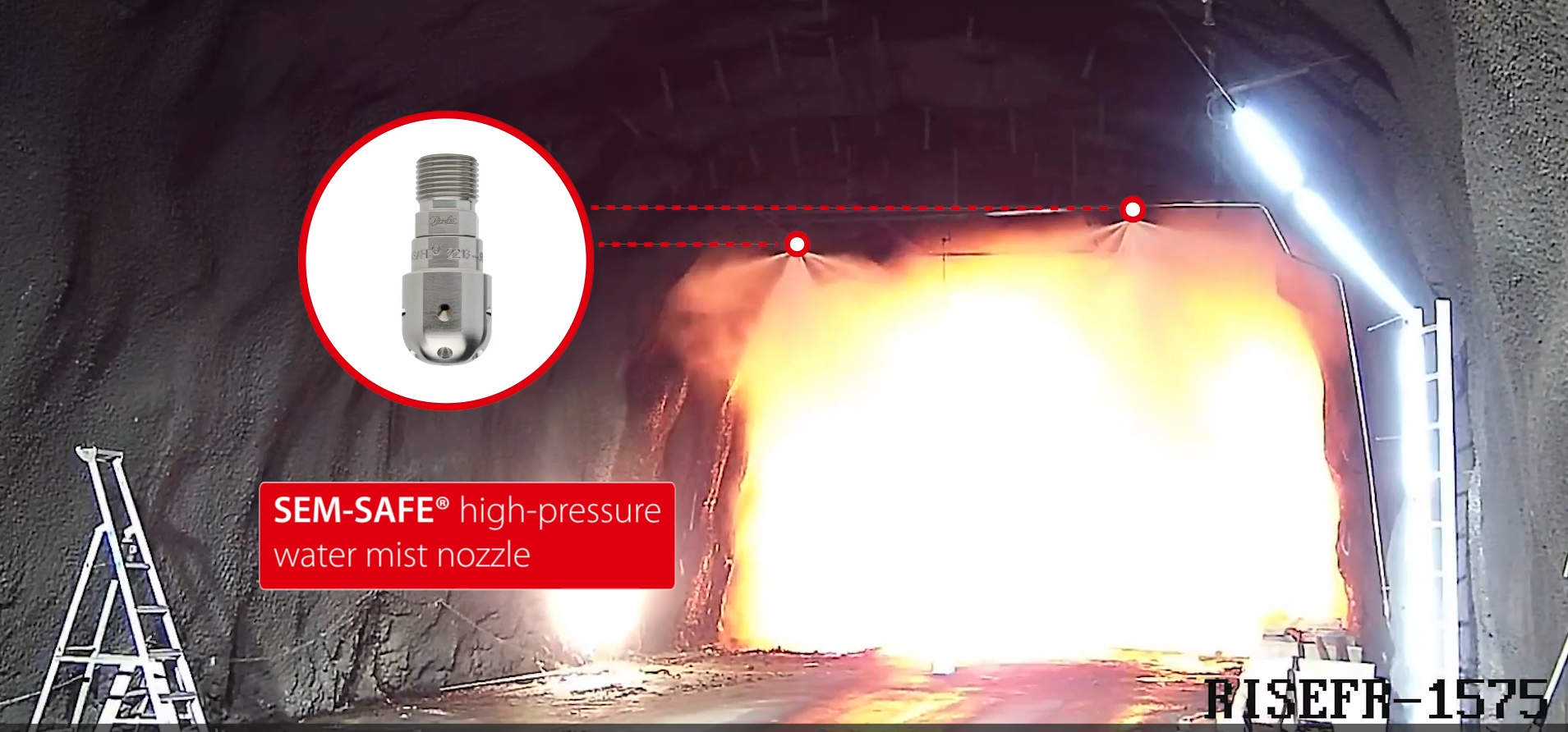 Tunnel fire test with SEM SAFE high-pressure water mist system_50MW Class B